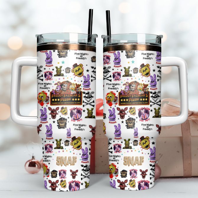 Freddy Fazbear’S Pizza Movie Custom Stanley Quencher 40Oz Stainless Steel Tumbler With Handle - Image 3