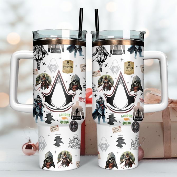 Assassin’S Creed Games Custom Stanley Quencher 40Oz Stainless Steel Tumbler With Handle - Image 3