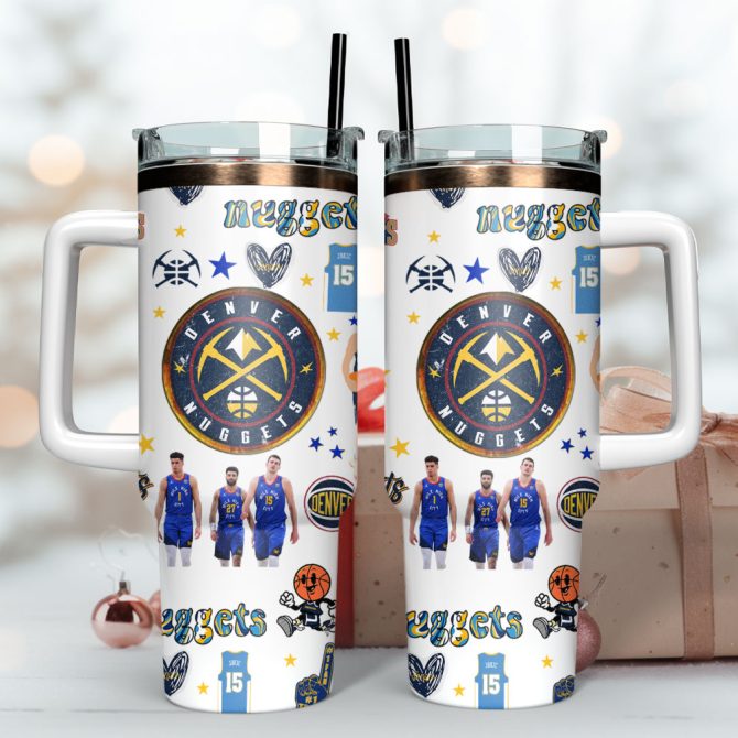 Denver Nuggets Basketball Nba Sport Custom Stanley Quencher 40Oz Stainless Steel Tumbler With Handle - Image 3