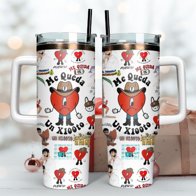 Bad Bunny Music Custom Stanley Quencher 40Oz Stainless Steel Tumbler With Handle - Image 3