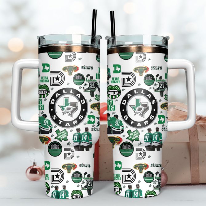 Dallas Stars Ice Hockey Nhl Sport Custom Stanley Quencher 40Oz Stainless Steel Tumbler With Handle - Image 3