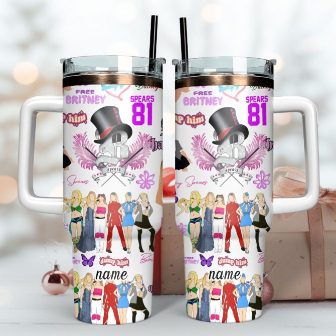 Britney Spears Music Custom Stanley Quencher 40Oz Stainless Steel Tumbler With Handle - Image 3