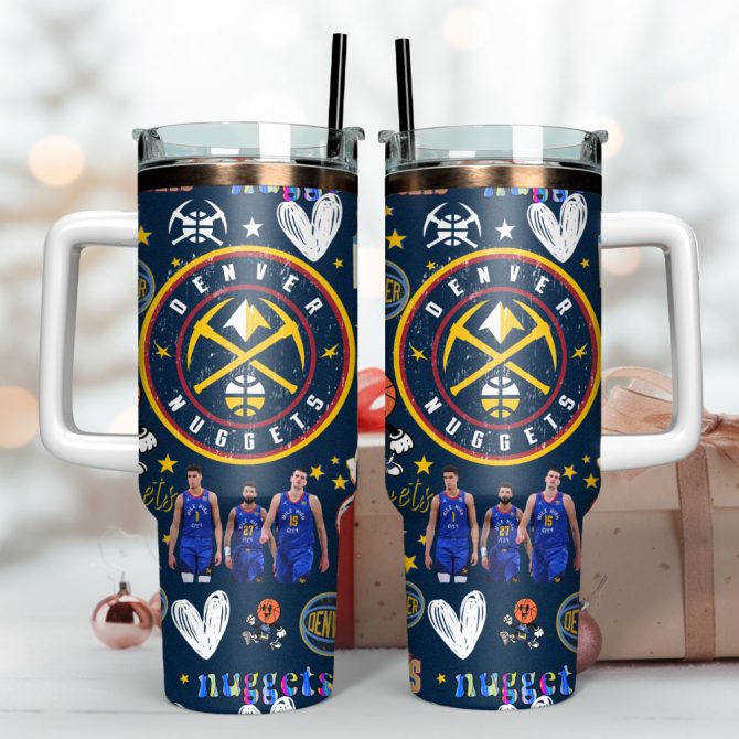 Denver Nuggets Basketball Nba Sport Custom Stanley Quencher 40Oz Stainless Steel Tumbler With Handle - Image 3