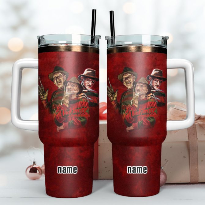 A Nightmare On Elm Street Movie Custom Stanley Quencher 40Oz Stainless Steel Tumbler With Handle - Image 3