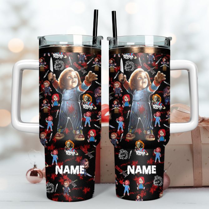 Chucky Tv Series Custom Stanley Quencher 40Oz Stainless Steel Tumbler With Handle - Image 3