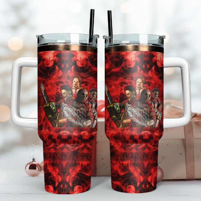 Horror Movie Characters Movie Custom Stanley Quencher 40Oz Stainless Steel Tumbler With Handle - Image 3