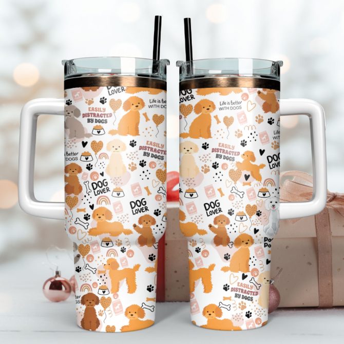 Cute Dog Custom Stanley Quencher 40Oz Stainless Steel Tumbler With Handle - Image 3