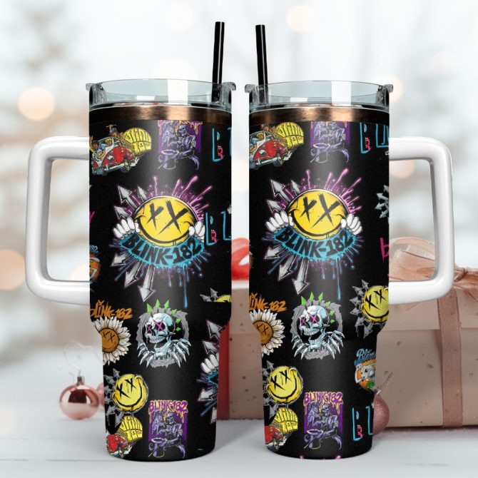 Blink 182 Music Custom Stanley Quencher 40Oz Stainless Steel Tumbler With Handle - Image 3