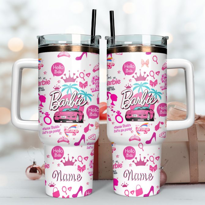 Barbie Movies Custom Stanley Quencher 40Oz Stainless Steel Tumbler - Image 3