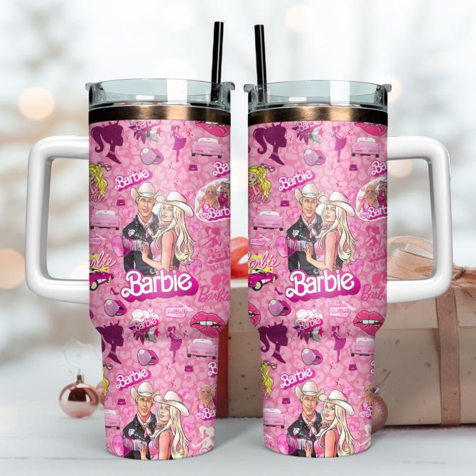 Barbie Movies Custom Stanley Quencher 40Oz Stainless Steel Tumbler - Image 3