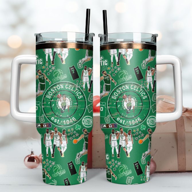 Boston Celtics Basketball Nba Sport Custom Stanley Quencher 40Oz Stainless Steel Tumbler - Image 3