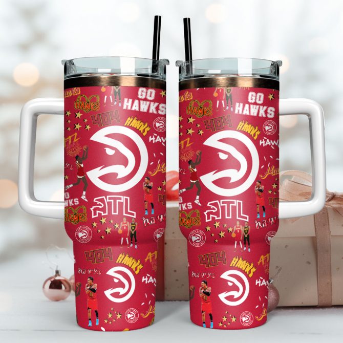 Atlanta Hawks Basketball Nba Sport Custom Stanley Quencher 40Oz Stainless Steel Tumbler - Image 3