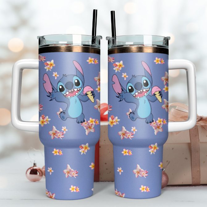 Stitch Cartoon Custom Stanley Quencher 40Oz Stainless Steel Tumbler - Image 3