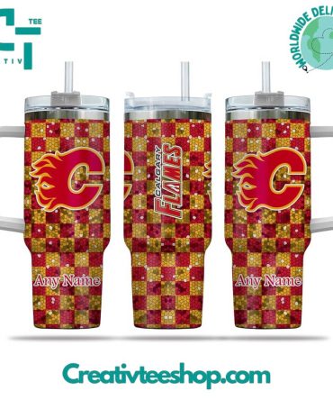 Calgary Flames Nhl Custom Stanley Quencher 40Oz Stainless Steel Tumbler With Handle
