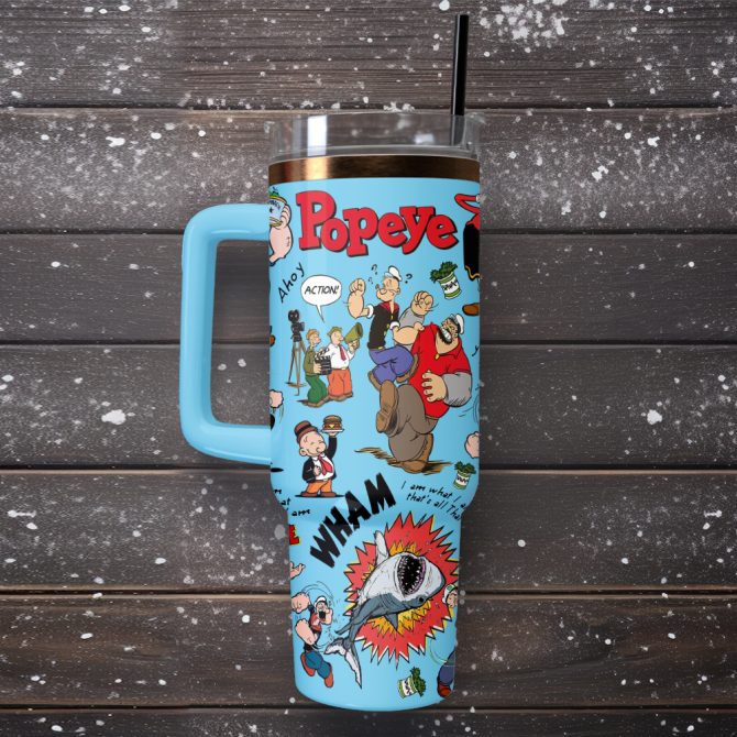 Popeye The Sailor Tv Series Custom Stanley Quencher 40Oz Stainless Steel Tumbler With Handle - Image 2