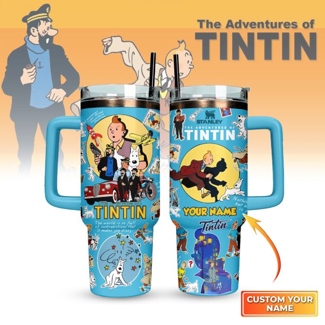 The Adventure Of Tintin Movies Custom Stanley Quencher 40Oz Stainless Steel Tumbler With Handle - Image 2