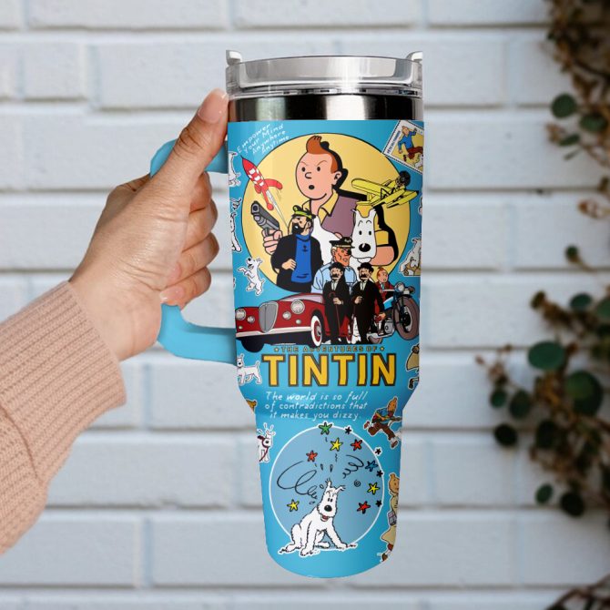 The Adventure Of Tintin Movies Custom Stanley Quencher 40Oz Stainless Steel Tumbler With Handle - Image 4