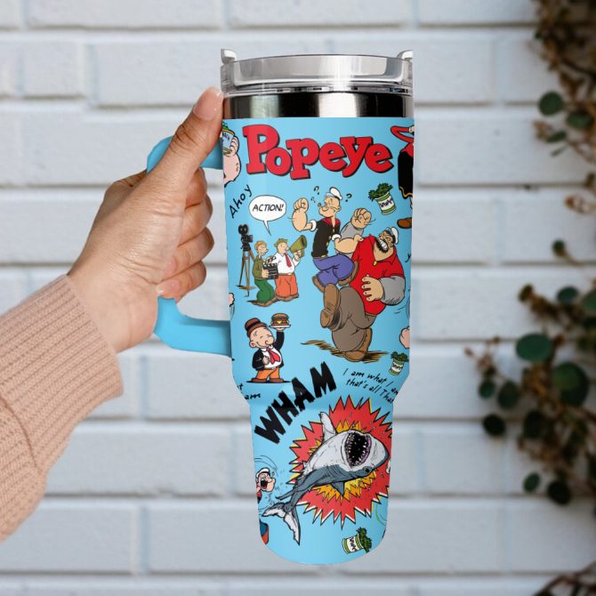 Popeye The Sailor Tv Series Custom Stanley Quencher 40Oz Stainless Steel Tumbler With Handle - Image 4