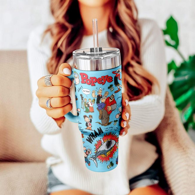 Popeye The Sailor Tv Series Custom Stanley Quencher 40Oz Stainless Steel Tumbler With Handle - Image 5