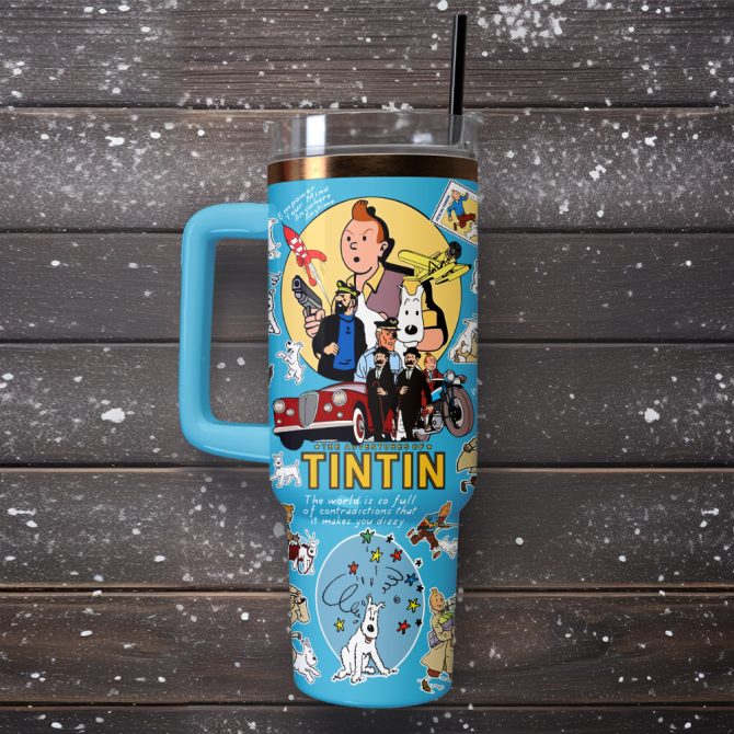 The Adventure Of Tintin Movies Custom Stanley Quencher 40Oz Stainless Steel Tumbler With Handle - Image 6