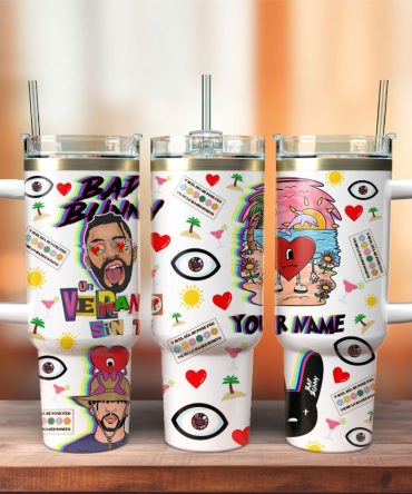 Bad Bunny Music Custom Stanley Quencher 40Oz Stainless Steel Tumbler With Handle