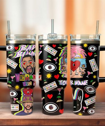 Bad Bunny Music Custom Stanley Quencher 40Oz Stainless Steel Tumbler With Handle