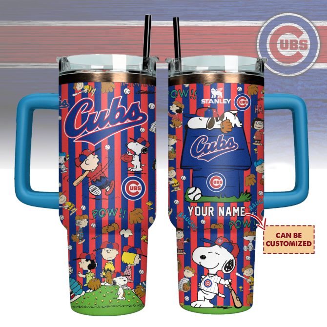 Chicago Cubs X Peanuts Mlb Sports Custom Stanley Quencher 40Oz Stainless Steel Tumbler With Handle - Image 2