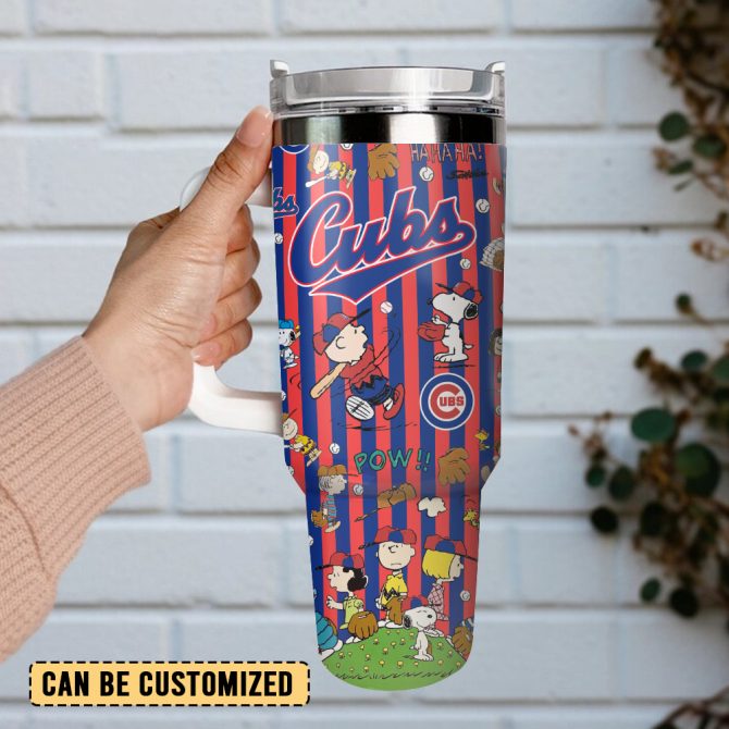 Chicago Cubs X Peanuts Mlb Sports Custom Stanley Quencher 40Oz Stainless Steel Tumbler With Handle - Image 4