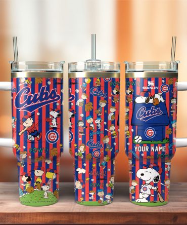 Chicago Cubs X Peanuts Mlb Sports Custom Stanley Quencher 40Oz Stainless Steel Tumbler With Handle