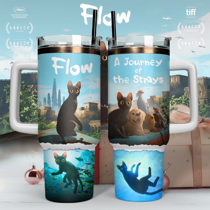 Flow Oscar 2024 Movies Custom Stanley Quencher 40Oz Stainless Steel Tumbler With Handle - Image 4