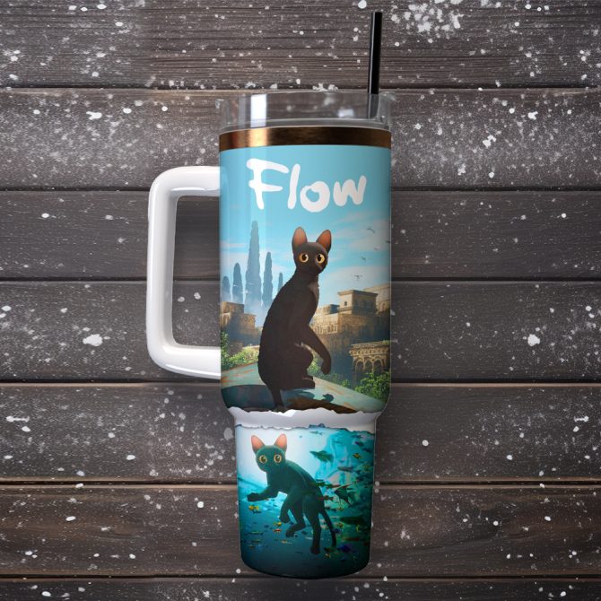 Flow Oscar 2024 Movies Custom Stanley Quencher 40Oz Stainless Steel Tumbler With Handle - Image 3