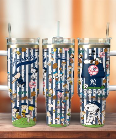 New York Yankees X Peanuts Mlb Sports Custom Stanley Quencher 40Oz Stainless Steel Tumbler With Handle