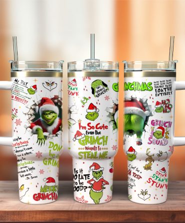 The Grinch Movies Christmas Custom Stanley Quencher 40Oz Stainless Steel Tumbler With Handle