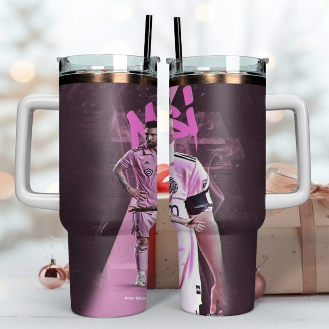 Lionel Messi Sports Custom Stanley Quencher 40Oz Stainless Steel Tumbler With Handle - Image 2
