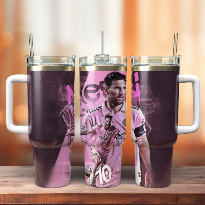 Lionel Messi Sports Custom Stanley Quencher 40Oz Stainless Steel Tumbler With Handle