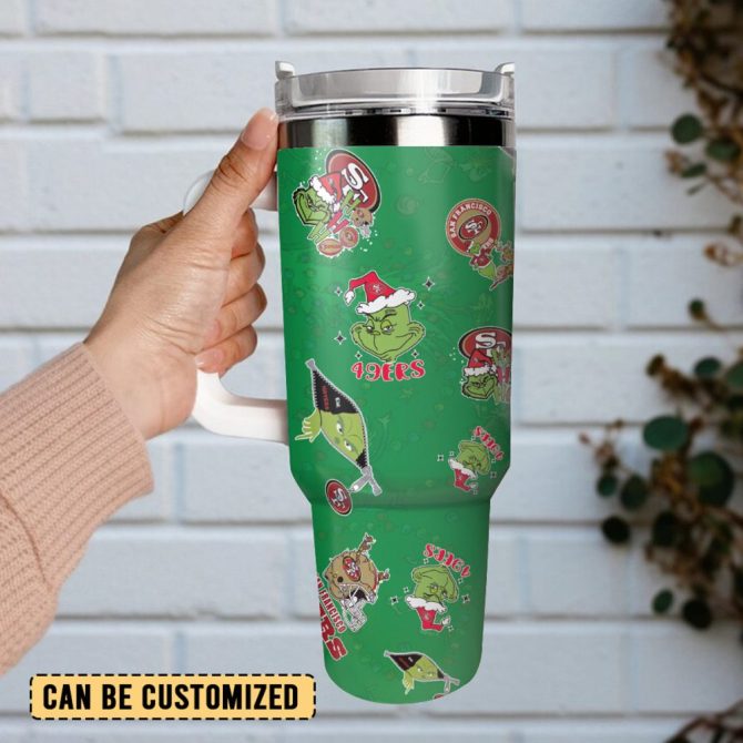 The Grinch X San Francisco 49Ers Nfl Sports Custom Stanley Quencher 40Oz Stainless Steel Tumbler With Handle - Image 2