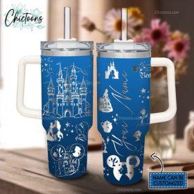 Beauty And The Beast Disney Cartoon Custom Stanley Quencher 40Oz Stainless Steel Tumbler With Handle