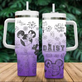 Daisy Duck Disney Cartoon Custom Stanley Quencher 40Oz Stainless Steel Tumbler With Handle
