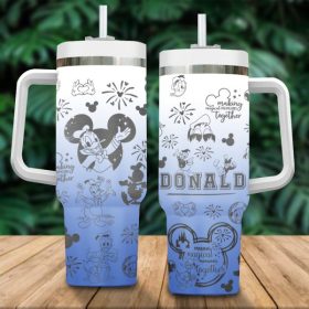 Donald Duck Disney Cartoon Custom Stanley Quencher 40Oz Stainless Steel Tumbler With Handle