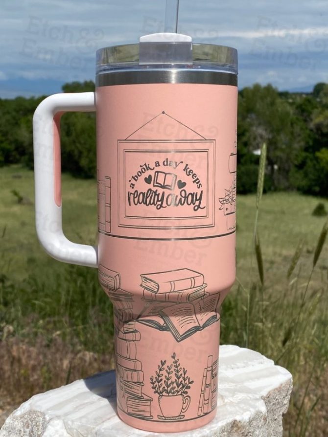 A Book A Day Custom Stanley Quencher 40Oz Stainless Steel Tumbler - Image 2
