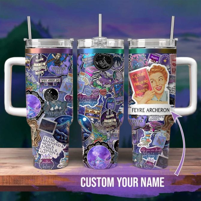 A Court Of Thorns And Roses Book Custom Stanley Quencher 40Oz Stainless Steel Tumbler With Handle - Image 3