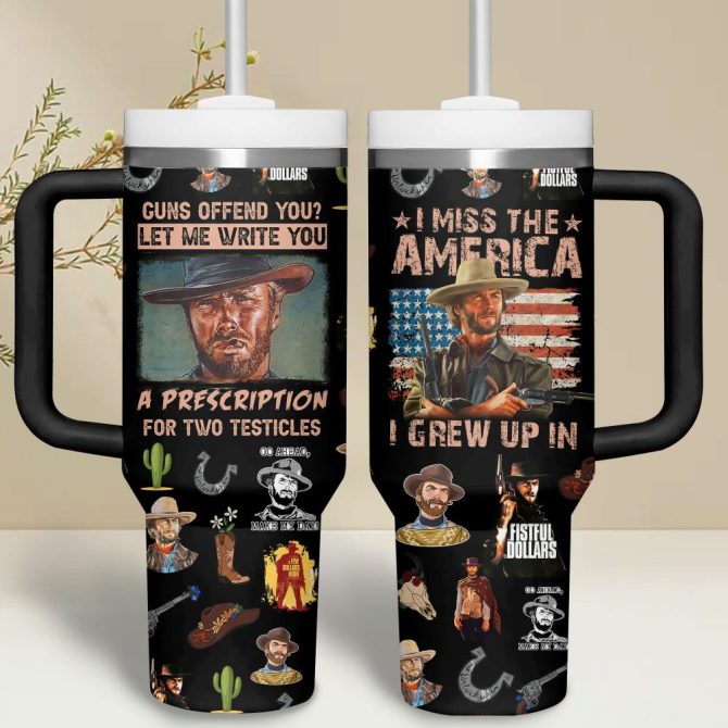 A Fistful Of Dollars Movies Custom Stanley Quencher 40Oz Stainless Steel Tumbler - Image 5