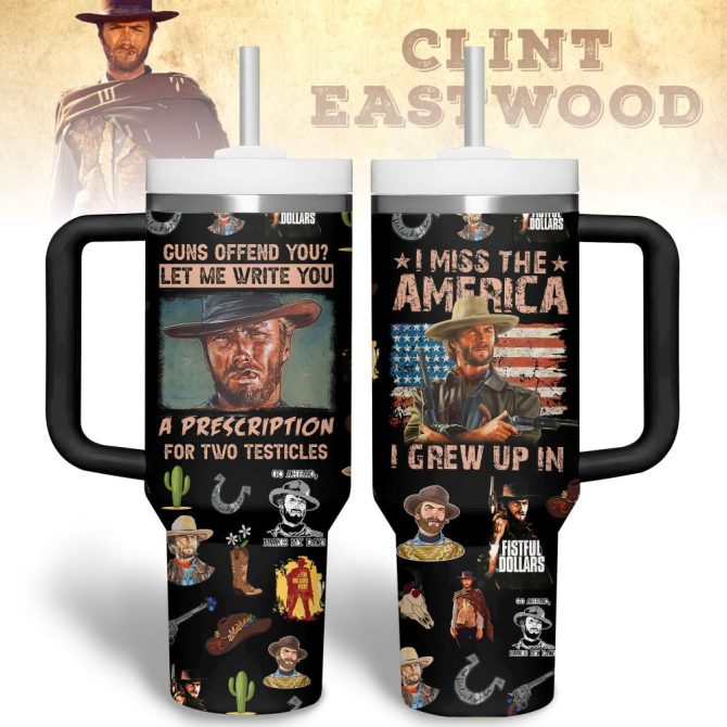 A Fistful Of Dollars Movies Custom Stanley Quencher 40Oz Stainless Steel Tumbler - Image 4