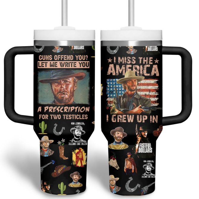 A Fistful Of Dollars Movies Custom Stanley Quencher 40Oz Stainless Steel Tumbler - Image 6