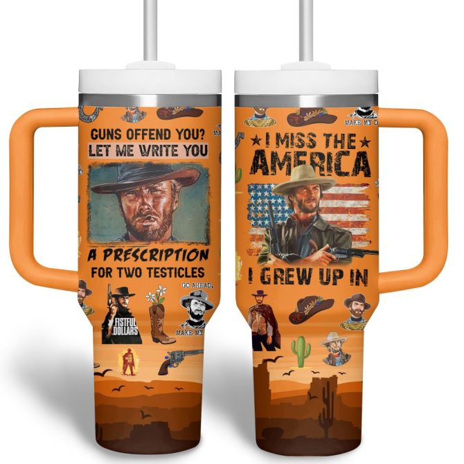 A Fistful Of Dollars Movies Custom Stanley Quencher 40Oz Stainless Steel Tumbler - Image 3