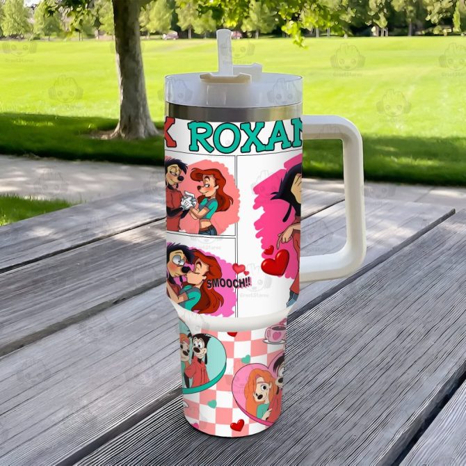 A Goofy Movie Valentines Gift Disney Cartoon Custom Stanley Quencher 40Oz Stainless Steel Tumbler With Handle - Image 4