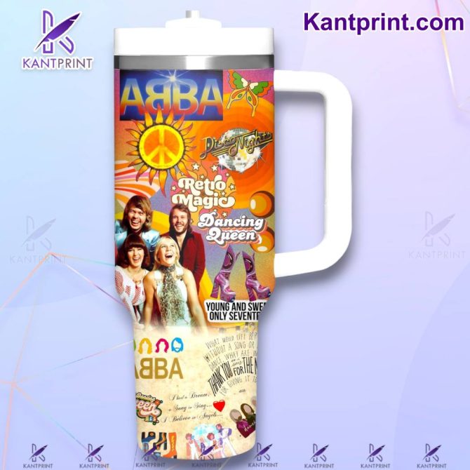 Abba Music Custom Stanley Quencher 40Oz Stainless Steel Tumbler With Handle - Image 2