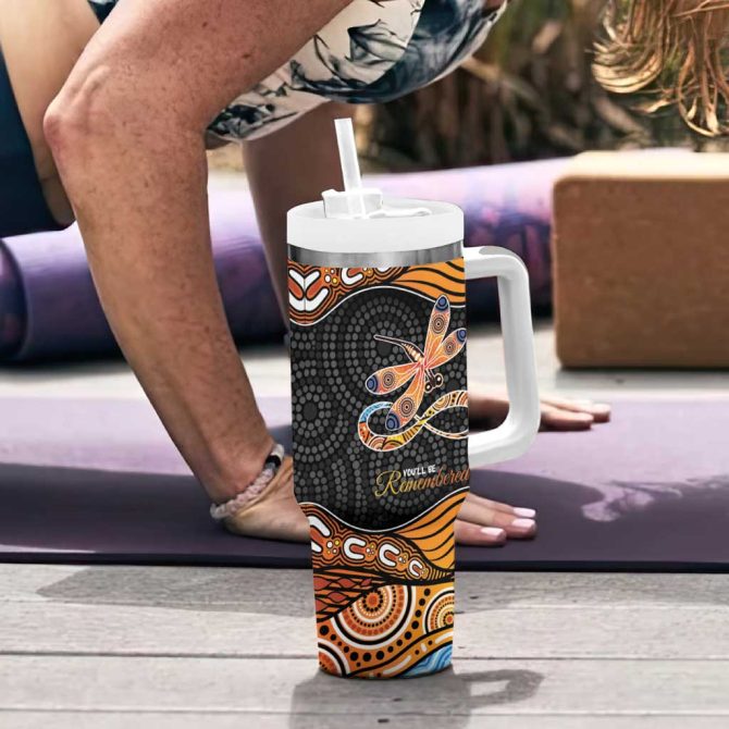Aboriginal Dragonfly As Long As I Breathe You #8217;Ll Be Remembered Custom Stanley Quencher 40Oz Stainless Steel Tumbler With Handle - Image 6