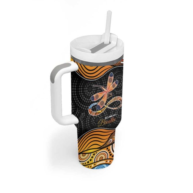 Aboriginal Dragonfly As Long As I Breathe You #8217;Ll Be Remembered Custom Stanley Quencher 40Oz Stainless Steel Tumbler With Handle - Image 3
