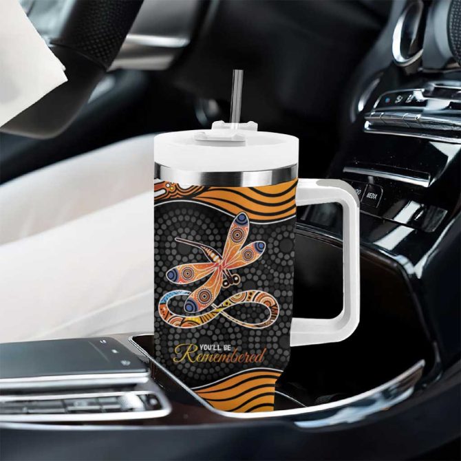 Aboriginal Dragonfly As Long As I Breathe You #8217;Ll Be Remembered Custom Stanley Quencher 40Oz Stainless Steel Tumbler With Handle - Image 8